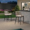 PURPLE LEAF Bar Stools Set of 2 Height Metal Bar Chairs with Back Modern Aluminum Tall Comfy Wicker Woven Boho Barstools Garden Pool Patio Outdoor - 2 of 4