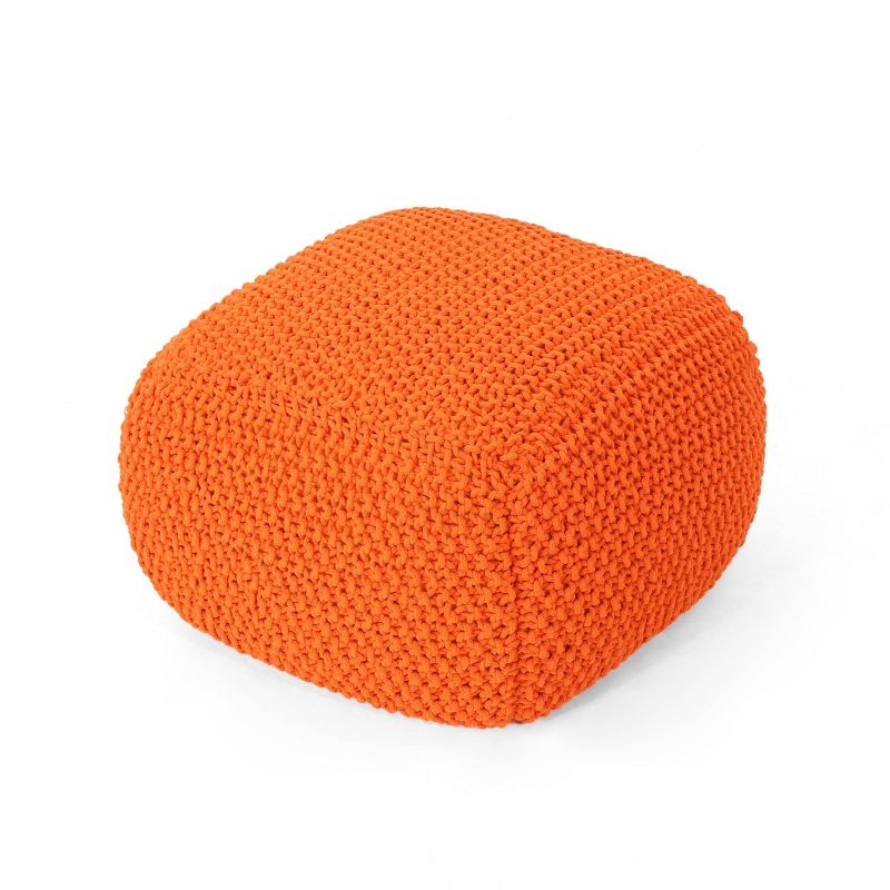 Hollis Knitted Cotton Square Pouf - Christopher Knight Home, 1 of 6