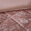 Sapphtopaz Blush Crushed Velvet Comforter Set Duvet Cover Set, Diamond Quilted Bedding Set with Throw Pillows, Machine Washable - 3 of 4