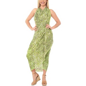 LA LEELA Women's Cover Up Wraps Summer Cover-Up Bikinis Pareos Beachwear Sarong Coverups Pareo Swimwear Beach Party for Women One Size Green,Floral - 1 of 4