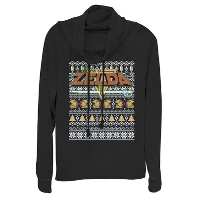 Juniors Womens Nintendo Ugly Christmas Legend of Zelda Cowl Neck Sweatshirt