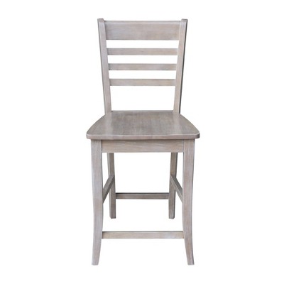 Cosmo Vintage Washed Grey Solid Hardwood 24" Counter Stool