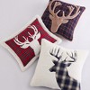 Plaid Fur - Deer on Navy Plaid Decorative Pillow - Levtex Home - 2 of 3