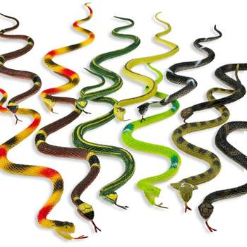 Kicko 14'' Assorted Rubber Toy Snake - Multicolored - 12 Pack