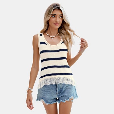 ANNA-KACI Women's Sleeveless Crochet Shawl Cardigan - Boho Open Front Bikini Cover Up, S/M Navy - View #14