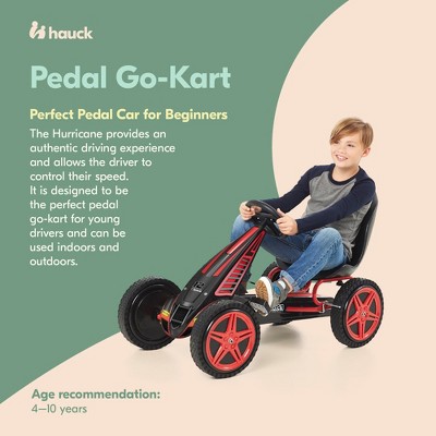 Hurricane Red and Black Pedal Go-Kart with Rubber Tires