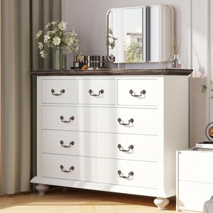 Jojoka Dresser for Bedroom,Farmhouse Dresser with 9 Drawer,Chest of Drawer with Wooden Legs for Bedroom - 1 of 4