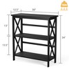 Costway Wooden Shelf Bookcase 3-Tier Open Bookshelf W/X-Design Freestanding Rack BlackBrownNaturalWhite - 3 of 4