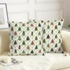 Christmas Throw Pillow Covers 18x18 Set of 2 Watercolor Green Red Xmas Tree Rustic Style Print - 3 of 3