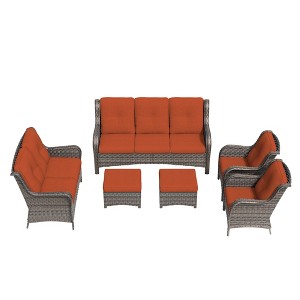 UPTION 6-Piece Steel Outdoor Patio Conversation Seating Set - 1 of 4