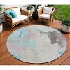 Teal Blue And Beige Abstract Washable Indoor Outdoor Area Rug - 2 of 4