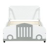 NicBex Twin/Full Size Car-Shaped Platform Bed Frame with Wheels for Boys,Solid Wood Slats Support,No Box Spring Needed,Easy Assembly,Blue/Gray/White - 3 of 4