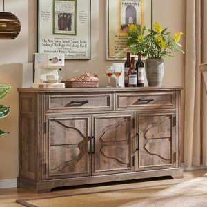 SinCiDo 55" Modern Buffet Cabinet w/3 Doors & 2 Drawers, Storage Sideboard for Dining Room, Coffee Bar, Wine Display - 1 of 4