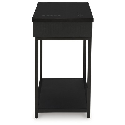 Black Metal and Glass Rectangular Accent Table with USB Charging