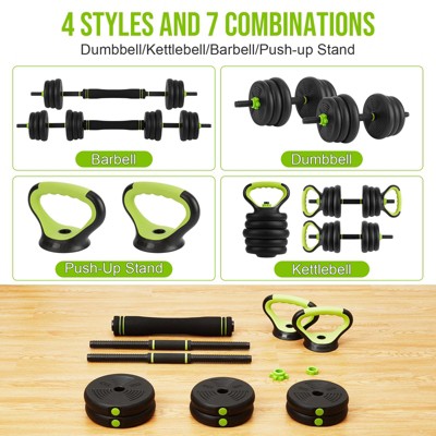 4-In-1 Adjustable Dumbbell Set 44Lbs, Multi-Function Home Gym Equipment for Strength Training, Bench Press, Squats & Push-Up Handles