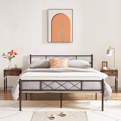 VECELO Metal Bed Frame with Headboard Modern Platform Bed Frame, No Box Spring Needed Easy Assembly