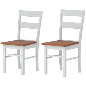 Farmhouse Dining Table Chairs, Set of 2 Rubber Wood Kitchen Table Chairs with Open Back for Living Room - 1 of 4