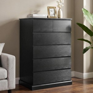 6 drawer dresser tall 6 Drawers, Modern Wooden Black Tall Dressers for Bedroom and Closet