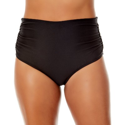 Anne Ribbed Full Coverage Bikini Bottom - Black