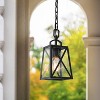 11" Metal/Seeded Glass Square Outdoor Pendant Light Black - LNC: Nautical Lantern, ETL Listed - 2 of 4