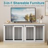 Double Dog Crate Furniture for 2 Dogs, 71" Wooden Dog Cage with Divider, Indoor Dog Kennel Tv Stand with Trays for Dogs, Sliding Barn Door Design - 2 of 4