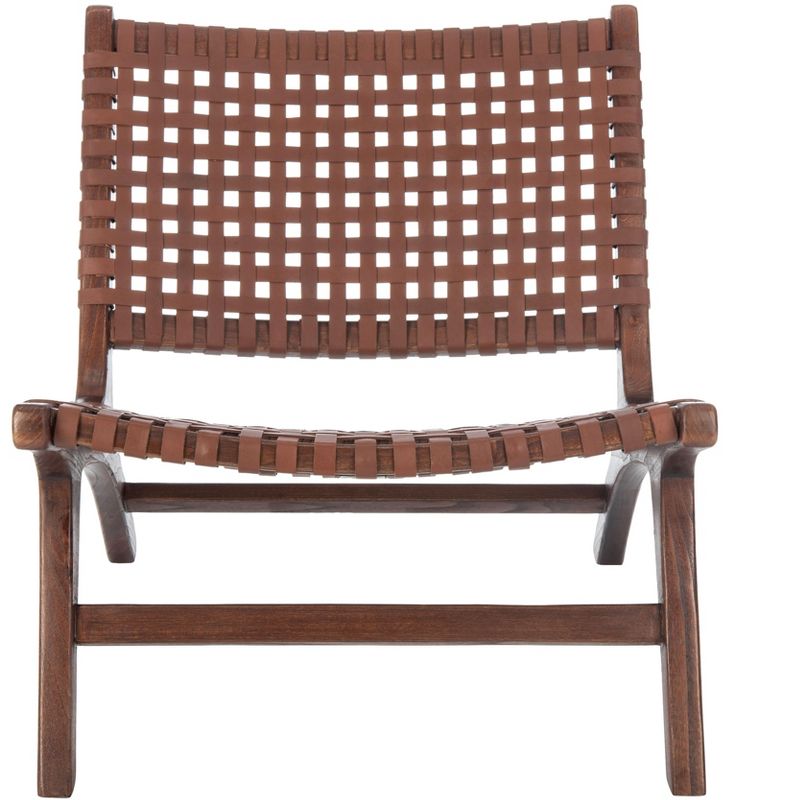 Luna Leather Woven Accent Chair  - Safavieh, 3 of 10