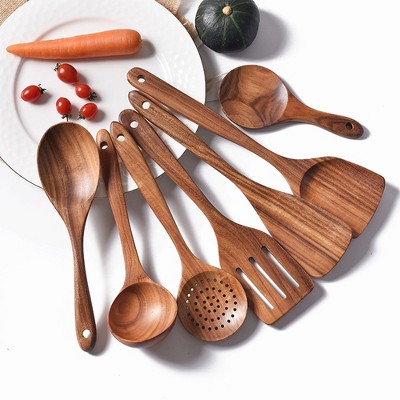 SUGIFT 13-Piece Wooden Kitchen Utensil Set – Acacia Wood Cooking Utensils with Holder, Spoon Rest, and Hanging Hooks — фото 2