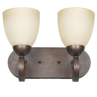Sunset Lighting 2-Light 100W Vanity,  Buttercup Glass, Tique Finish