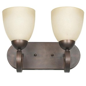 Sunset Lighting 2-Light 100W Vanity,  Buttercup Glass, Tique Finish - 1 of 3