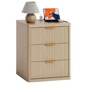 Bedside Table Nightstand with Bedside Storage, Bedroom Side Table and Organizer, Functional and Fluted Nightstand - 1 of 4