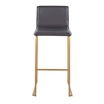 Elegant Stainless Steel and Grey Faux Leather Barstools, Set of 2