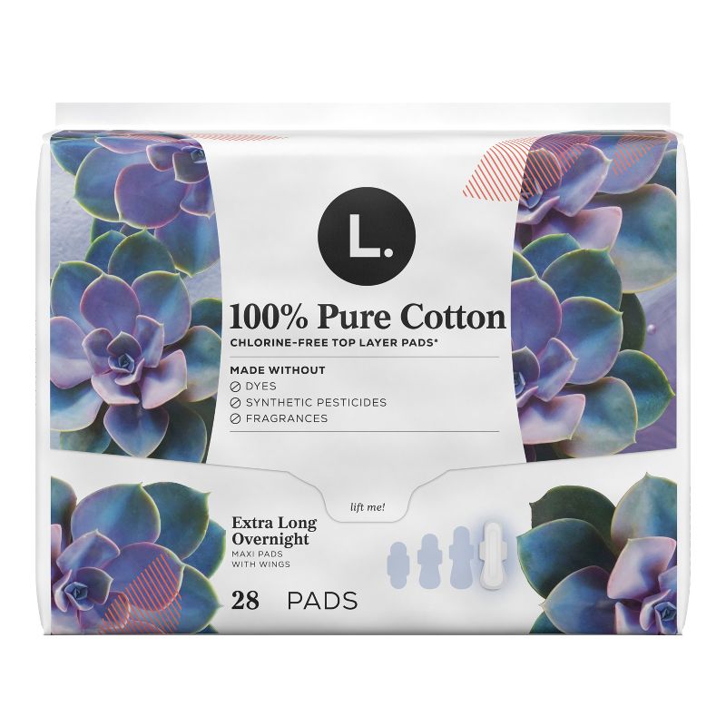 L . Organic Cotton Maxi Extra Long Overnight Pads, 3 of 12