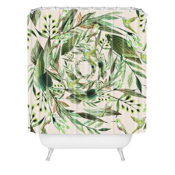 Nature in Circles Shower Curtain Green - Deny Designs