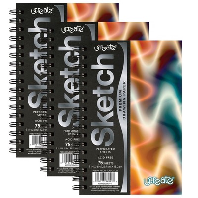 Ucreate® Poly Sketch Book, Neon Squiggles, 9" X 6", Pack Of 3 : Target