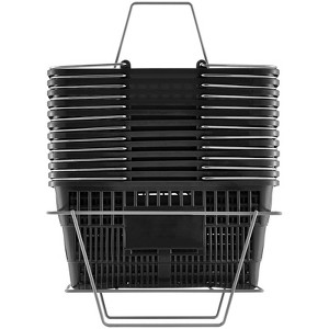 VEVOR Shopping Basket, Set of 12, 21L Durable Plastic Grocery Basket with Metal Handle and Stand, 16.73 x 12.01 x 8.58 inch, Black - 1 of 4