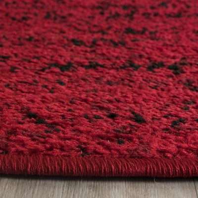 Adirondack Red and Black Round Synthetic Area Rug 6' x 6'