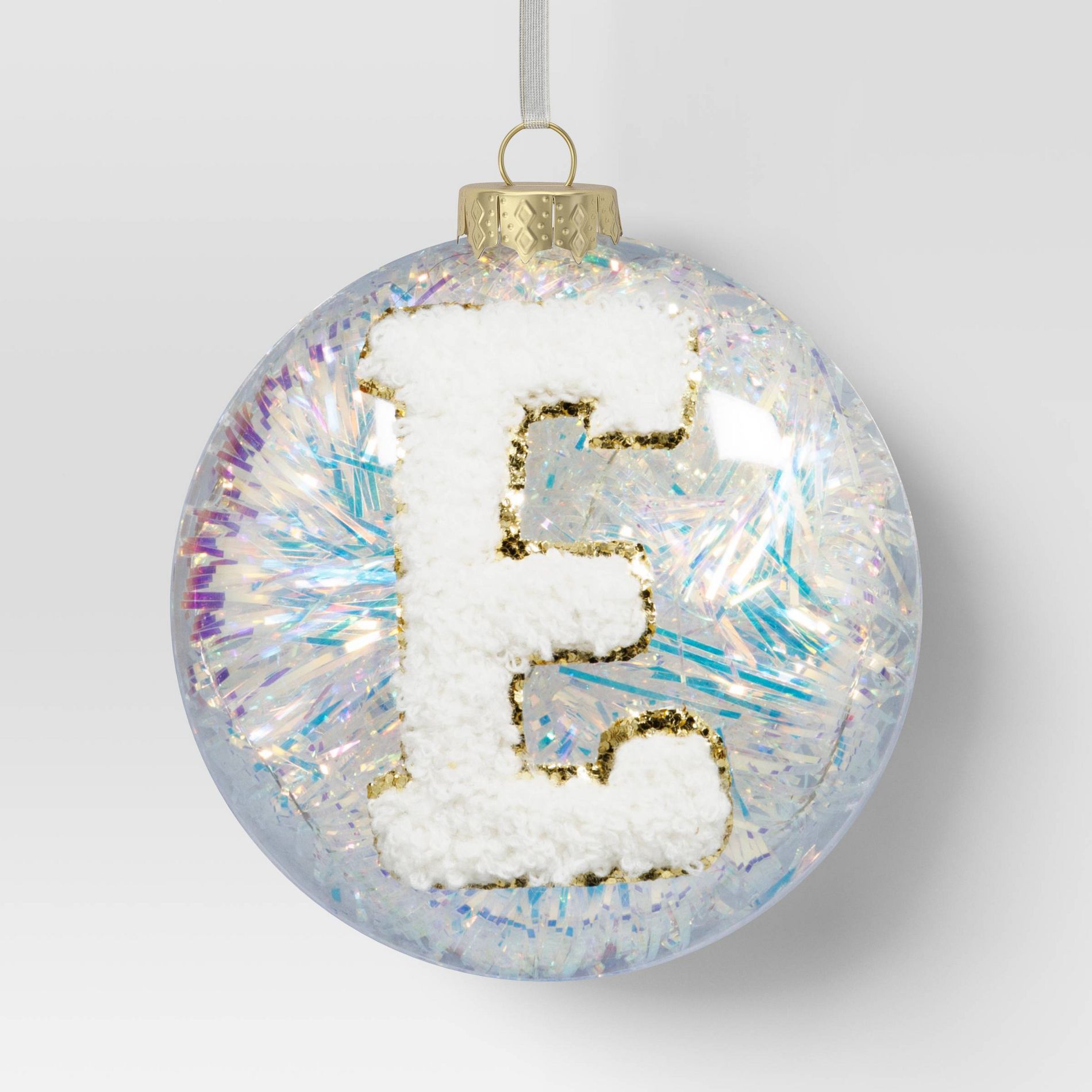 Christmas Monogram Plastic Tinsel Ball E - Wondershop™