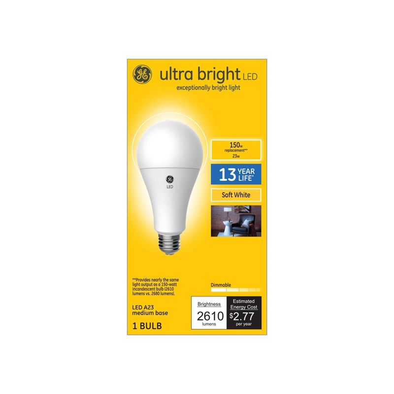 GE 150W A23 Ultra Bright LED Aline Light White, 1 of 10