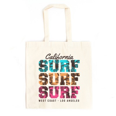 City Creek Prints California Surf Stacked Canvas Tote Bag - 15x16 - Natural