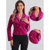 INSPIRE CHIC Women's Metallic Stars Printed Velvet 1 Button Business Office Crop Jacket - 2 of 4