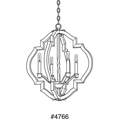 Spicewood Gilded Iron and Wood 4-Light Chandelier