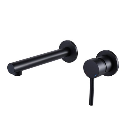 BWE Single-Handle Wall Mount Bathroom Faucet in Matte Black