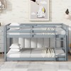 Whisen Twin over Twin Wood Floor Bunk Bed with Full Length Guardrail and Ladder - 2 of 4