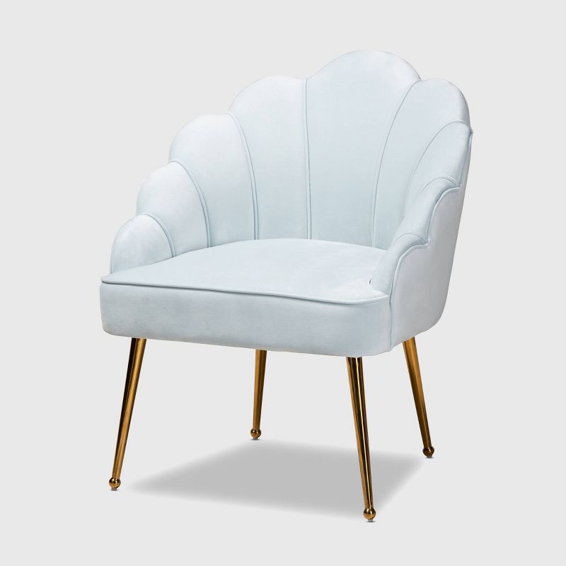 Cinzia Velvet Upholstered Seashell Shaped Accent Chair - Baxton Studio, 1 of 13