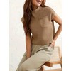 Soft Fabric Breathable Stretchy Turtleneck Knitted Sleeveless Crop Top Fall Winter Fashion - 3 of 4