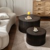 Sapphtopaz Modern Coffee Table Embossed Pattern Design Center Coffee Table Retro Side Table for Living Room, Bedroom, Natural - 2 of 4