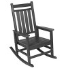 Oversized Patio Rocking Chair With Wood-Texture,Outdoor Rocking Chair,All Weather Resistant porch Rocking Chair -The Pop Home - 3 of 4