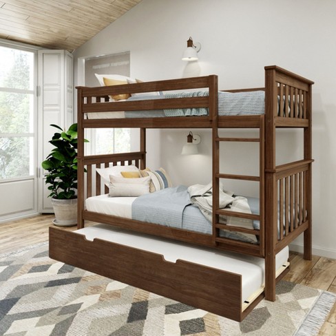 Plank+beam Twin Over Twin Bunk Bed With Storage Trundle For Adults/kids ...