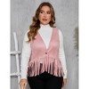 Whizmax Women's Plus Size Fringe Vest Faux Suede Rivets Sleeveless Tassel Jacket - 3 of 4
