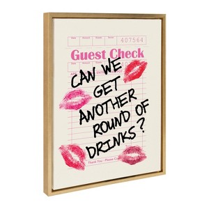 Kate & Laurel All Things Decor 18"x24" Another Round Guest Check Framed Canvas by Alli Standefer Bright Gold - 1 of 4